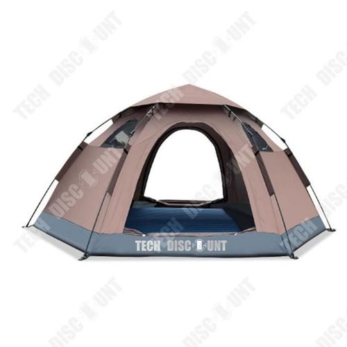 Td® Filet De Camping En Plein Air Rouge À Ouverture Rapide Automatique Anti-Tempête Épaississant Équipement De Camping Tente Hexagon