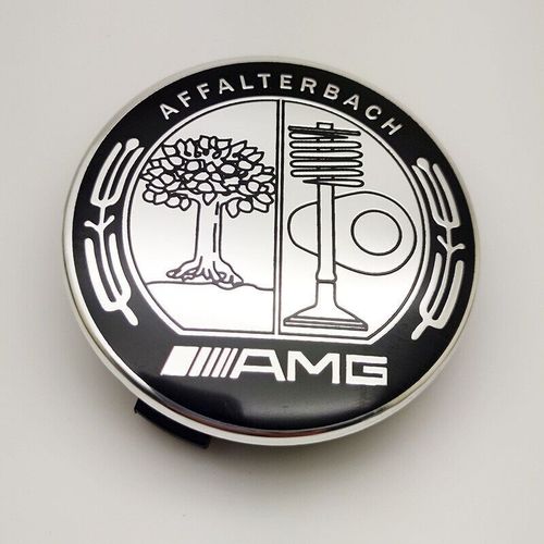 4 Pieces Un Ensemble Pour Mercedes-Benz Capuchons De Centre De Roue Embleme Jantes 75mm Capuchons De Moyeu (Noir + Argent)