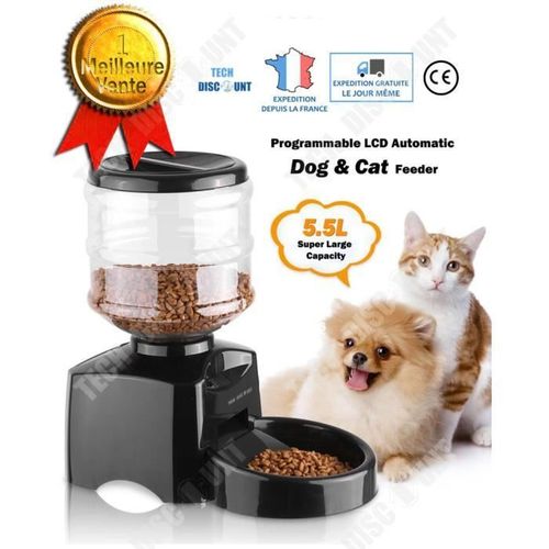Td® Distributeur Automatique Pour Chien Chat Animaux De Compagnie Nourriture Alimentation Croquettes 5.5 Litres Programmable Manger