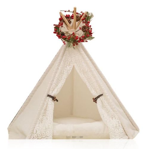 Td® Tente Pour Animaux De Compagnie Chien Cage Niche Chat Litière Chenil Amovible Et Lavable En Bois Petit Fournitures Nid Doux Soli