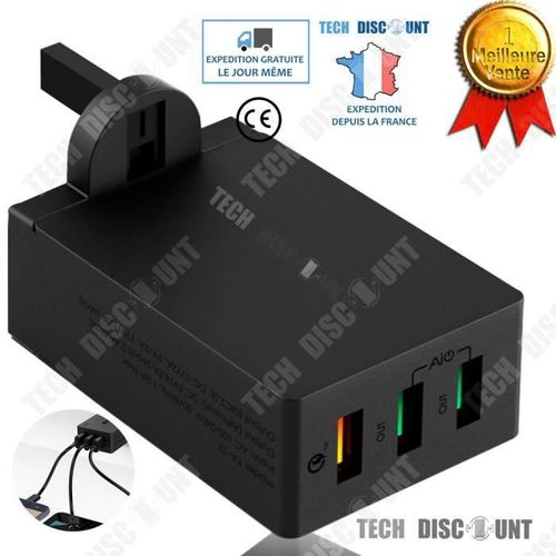 TD® Adaptateur secteur usb prise universelle multiple câble 3 ports chargeur alimentation rapide entrée commutateur sortie prise pet