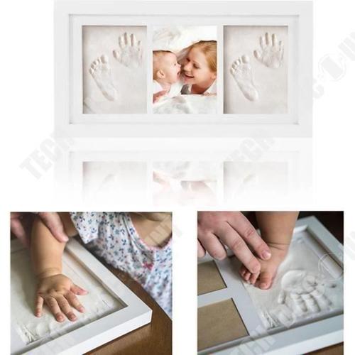 TD® Kit d'empreinte pour enfants avec cadre et bébé souvenir naissance  encadré - Deux empreintes deux cadre photo - Blanc décoration