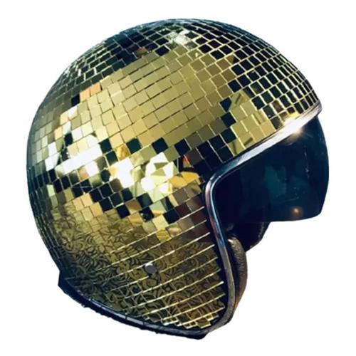 Doré - Casque De Boule Disco Classique, À Paillettes, Miroir, Chapeau Pour Bar De Club, Fête, Verre Complet Réfléchissant, Casques De Sécurité Pour Moto