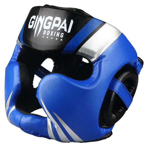 Bleu - M - Casque De Boxe Professionnel En Cuir Pu Pour Enfant Et Adulte,Protecteur De Tête De Compétition Pour Mma, Muay Thai, Kickboxing, Garde Tête De Qualité Supérieure,