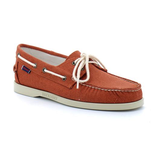 Sebago Docksides Portland Washed Canvas Orange