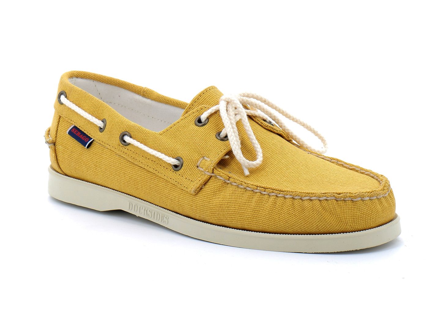 Sebago Docksides Portland Washed Canvas Jaune