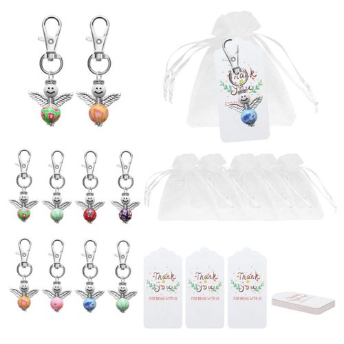 Porte clés ange créatif, 20 pièces, cadeau de remerciement pour invités de mariage, baptême de bébé, couronne, ailes d'ange, cadeau d'anniversaire