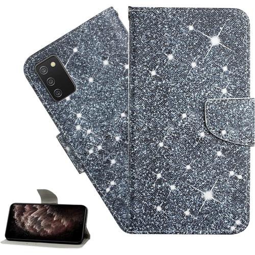 Coque Oppo A52 / Oppo A72 / Oppo A92 4g,Portefeuille Etui Housse Pour Oppo A52 Coque Paillette Fleur Papillon Chat Pu Cuir Flip Wallet Étui Couverture Pour Oppo A52,Xc4 Gray Bling