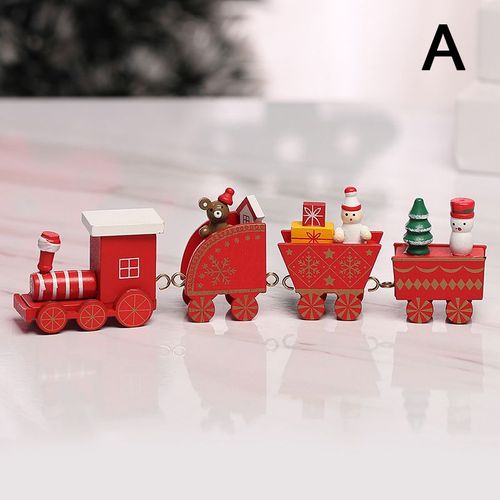 Train De Noël Peint En Bois Avec 4 N¿Uds, Décoration Pour La Maison, Jouets Pour Enfants, Cadeau De Nouvel An, 2021