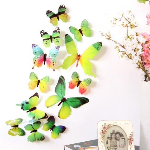 Étiquettes Autocollantes Papillon 3d Multicolores Réalistes, 12 Pièces, Autocollants Muraux Aimantés Pour Réfrigérateur, Chambres D'enfants, Bébé, Cuisine, Décoration De La Maison, Diy Bricolage