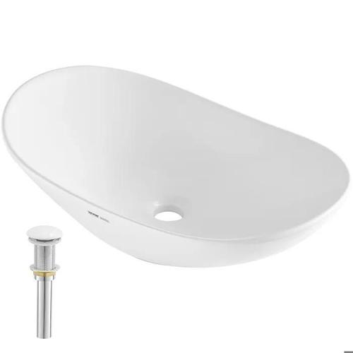 Lavabo Ovale-VEVOR-592 x 361 mm-Lumineux et Élégant, Bien Emballé pour Salle de Bain, Hôtel, Toilettes, Camping-car