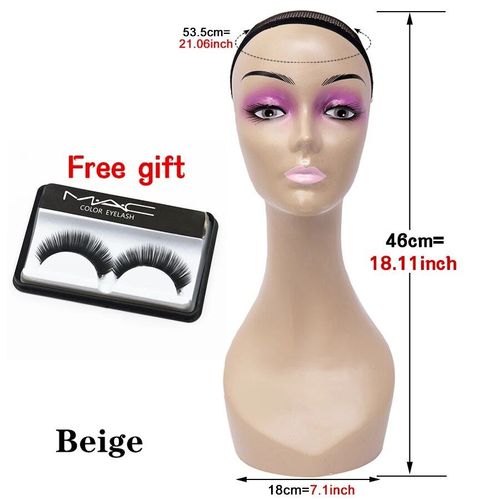 Tête de Mannequin avec Support sans Épaules,Dispositif d'affichage réaliste pour la Fabrication de Perruques,Casquettes et Lunettes - Type beige