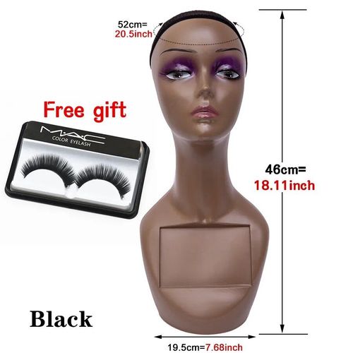 Tête de Mannequin avec Support sans Épaules,Dispositif d'affichage réaliste pour la Fabrication de Perruques,Casquettes et Lunettes - Type fang kuang black