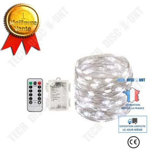 TD® Télécommande guirlande lumineuse étanche fil de cuivre guirlande lumineuse décoration de vacances 8 fonctions boîte de