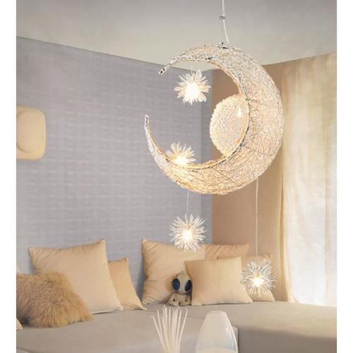 Lampe en aluminium Suspension de lune et étoiles Lustre moderne