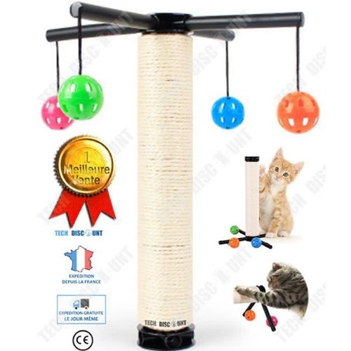 Td® Griffoir Avec Cloches Arbre A Chat Pour Sisal Poteau Corde Vertical Pas Cher Adulte Design Grand Gros Petit Tronc Grattoir Gris