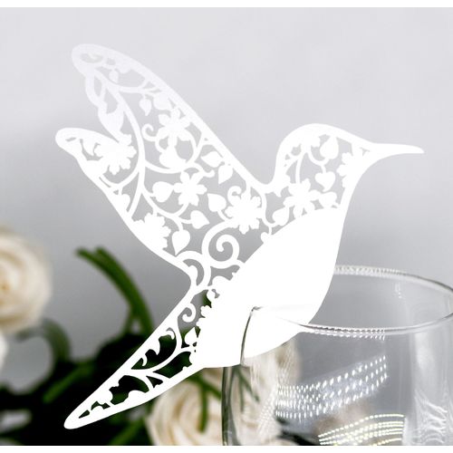 50pcs Etiquette Marque-verre D&#233coration de table Marque-Place Coeur sym&#233trique pour mariage