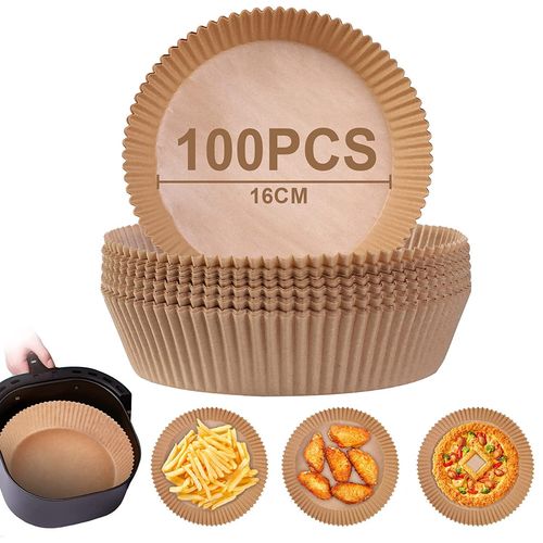 Papier Sulfurisé Rond Pour Air Fryer, 100 Pièces 16 Cmpapier Cuisson Air Fryer Paper Liner,Jetable Antiadhésive Sans Huile Papier Parchemin Accessoires Air Fryer Pour 3-4.5l Friteuse À Air