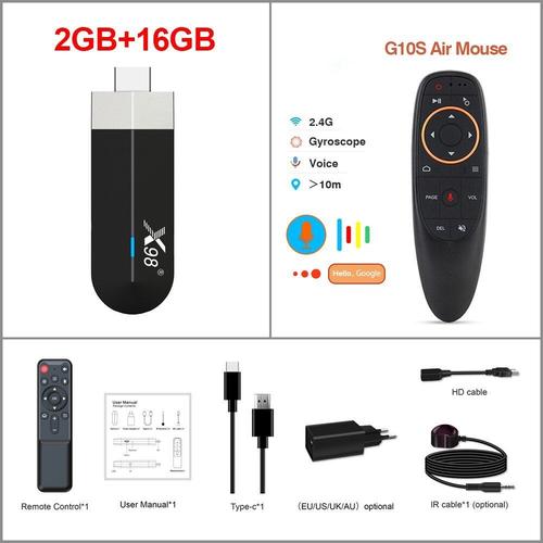 Clé TV connectée Android 11 Amlogic S905Y4 Quad Core 4K H.265 HEVC Wifi lecteur multimédia décodeur X98/S500 - Type 2G 16G with G10S-Ue Plug