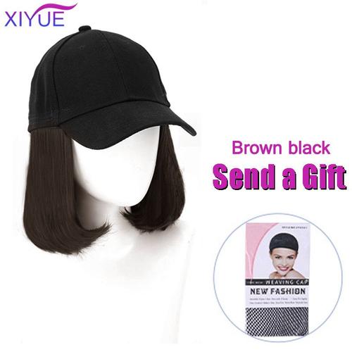 Cadeau Gratuit - Casquette De Baseball Synthétique Longue, Extensions Capillaires Noires Naturelles, Moustaches De Maïs Naturelles, Perruques Ondulées Avec Chapeau Réglable 