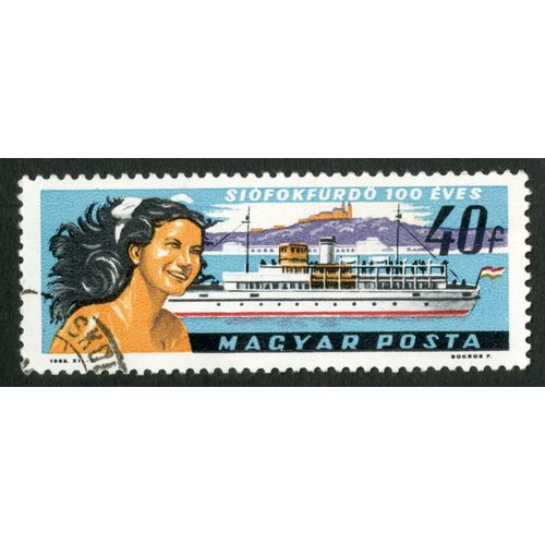 Timbre Oblitéré Magyar Posta, Siofokfurdo 100 Eves, 40 F, Bokros, 1962