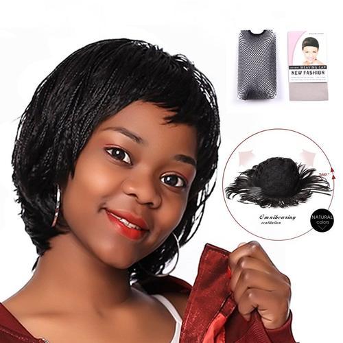 Boîte Perruque - 12 Pouces - Leeons ? Perruque Synthétique Tressée Pour Femmes, Extension Capillaire Courte Pour L'été, Style Tresses Africaines, Noires, Effet Naturel, Fibres Résistantes À La Chaleur 