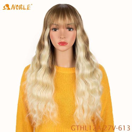 Gthl 12a-27v-613 - 26 Pouces - Noble, Perruque De Cosplay Naturelle, Ombre Noire Or Blanche, Pour Femmes, Résistante À La Chaleur