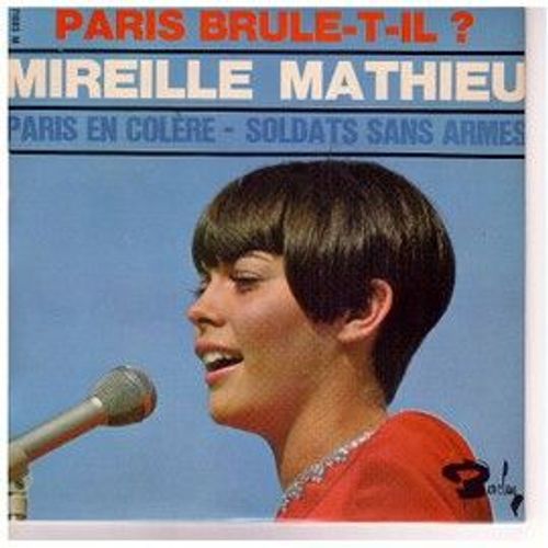 Mireille Mathieu Disque Vinyle 45 Tours - Paris Brule-T-Il