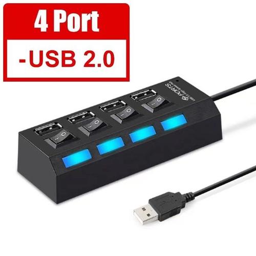 HUB USB Multi USB 480 Mbps,adaptateur convertisseur haute vitesse avec  interrupteur marche/arrêt pour MacBook,PC,ordinateur able - Type 4 Port USB  2.0