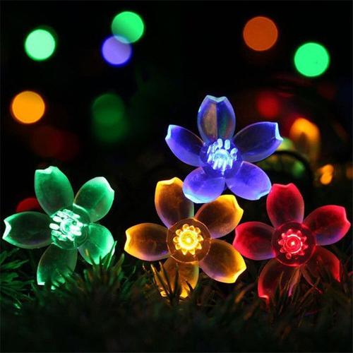 Guirlande Lumineuse Exterieur Solaire, 12M 100 LED Fleurs de