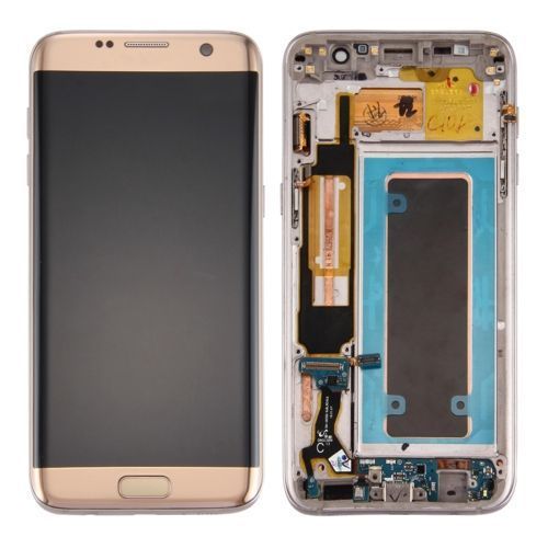 Samsung Galaxy S7 Edge / G935f Lcd Remplacement Complet Ecran ( Vitre + Tactile + Lcd ) With Frame & Charging Port Board & Volume Button & Power Button Doré