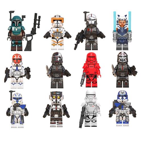 12 Pièces Ensemble Star Wars Mini Figurines Ahsoka Clone Commandant Cody Blocs De Construction Briques Figurines Jouet 4.5 Cm