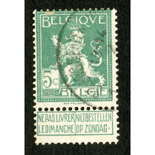 Timbre Oblitéré Belgie, Belgique, 5 C, Ne Pas Livrer Le Dimanche