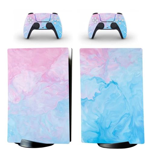 Bleu Foncé - Ps5 Autocollant De Peau Housse De Décalcomanie Pour Console Édition Numérique Ps5 Et 2 Contrôleurs Auto-Adhésif Console De Jeu Autocollants Kit De Couverture