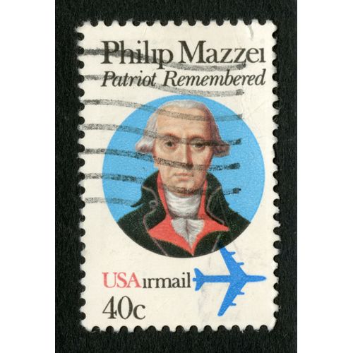 Timbre Oblitéré Usa Airmail, Philip Mazzei, Patriot Remembered, 40 C