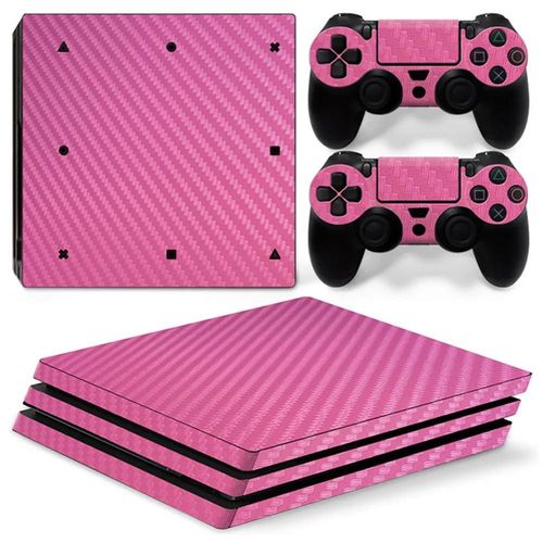 Carbone Rose - Autocollants En Vinyle Pour Console Playstation 4 Pro + 2 Coques De Contrôleur, En Fiber De Carbone, Noir, Blanc, Rouge, Or