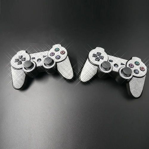 2 Peaux De Commande - Brillant Argent Bling Paillettes Peau Autocollant Pour Sony Ps3 Slim Playstation 3 Slim Et 2 Contrôleur Peaux Autocollants Protecteur