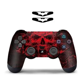 Autocollant En Vinyle Crâne Bleu, Peau De Camouflage Pour Manette Ps4, Pour Playstation 4, Étiquette De Protection Pour Manette De Jeu, Accessoires