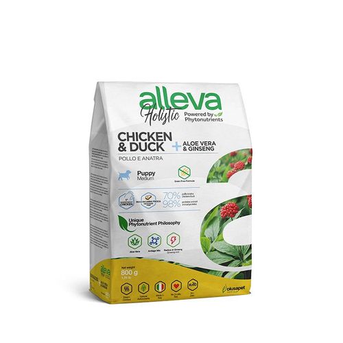 Croquette Sans Céréales Pour Chiot Medium Aux Poulet Et Canard + Aloe Vera Et Ginseng 0,8 Kg