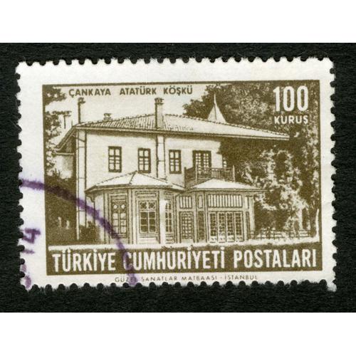 Timbre Oblitéré Turkiye Cumhuriyeti Postalari, Cankaya Ataturk Kosku, Guzel Sanatlar Matbaasi - Istanbul, 100 Kurus