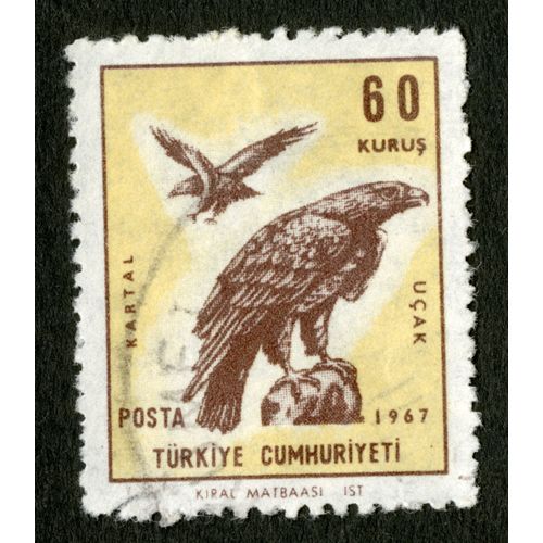 Timbre Oblitéré Turkiye Cumhuriyeti, Kartal, Ucak, 1967, 60 Kurus