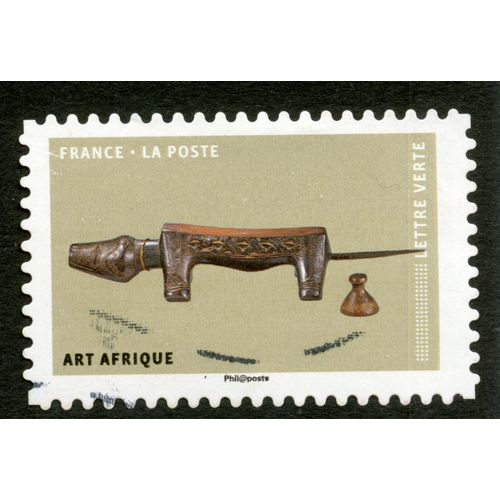 Timbre Oblitéré Art Afrique, France, La Poste, Lettre Verte