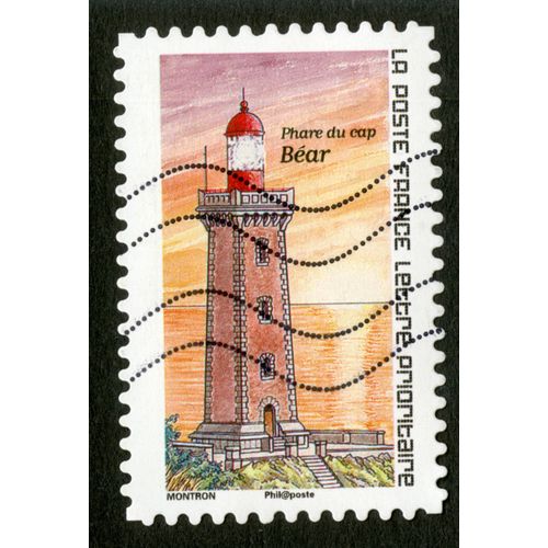 Timbre Oblitéré Phare Du Cap Béar, La Poste, France, Lettre Prioritaire, Montron