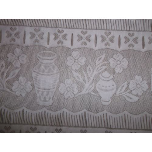 Rideaux Passe Tringles Blancs Théières Et Pots Tbe