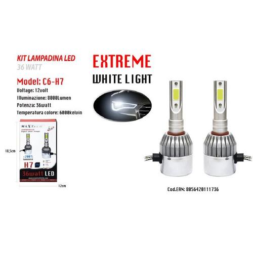 Paire d'ampoules LED H7 C6 pour phares de voiture moto 3800LM 36W lumièr  blanche