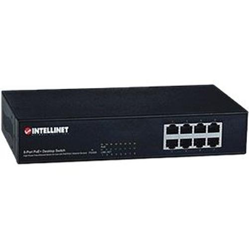 Intellinet 8-Port Fast Ethernet PoE+ Switch, 8 x PoE ports, IEEE 802.3at/af Power-over-Ethernet (PoE+/PoE), Endspan, Desktop, Box - Commutateur + 8 x 10/100 PoE+ - de bureau - PoE+