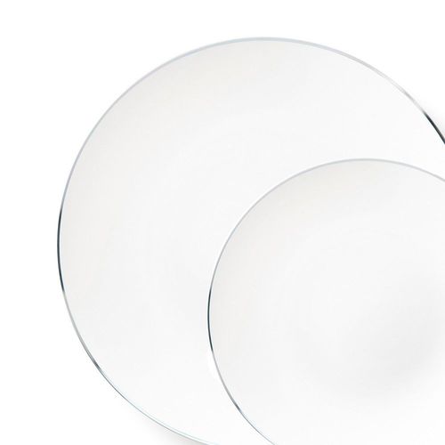 32 Assiettes Classic Collection Blanc Argent