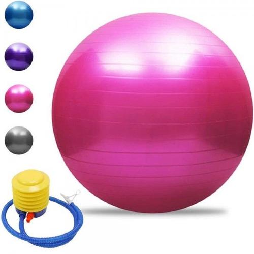 Trade Shop - Ballon D'exercice De Yoga Avec Pompe Pour Exercices De Pilates 55cm Rose