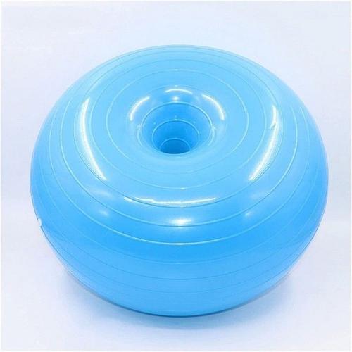 Trade Shop - Ballon D'exercice Gonflable Donut Pilates Yoga Avec Gonfleur Bleu