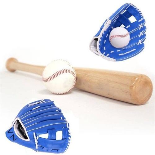 Trade Shop - Set Batte De Baseball + Balle 30" + Gant 10 1/2 Inch Batte En Bois